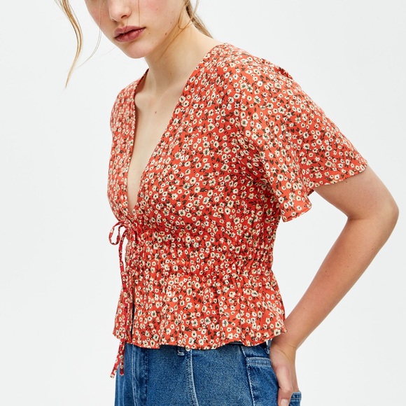 Pull & Bear Mini Floral Print Short Sleeve Shirt - Picture 3 of 5